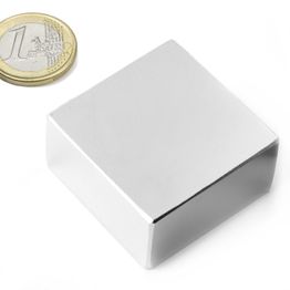 Q-40-40-20-N Block magnet 40 x 40 x 20 mm, holds approx. 60 kg, neodymium, N42, nickel-plated