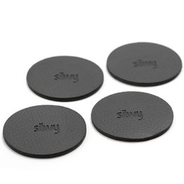 silwy nano-gel-pads métalliques Ø 5,0 cm support d'adhérence autoadhésif pour aimants, réutilisable, avec revêtement en similicuir, lot de 4, noir