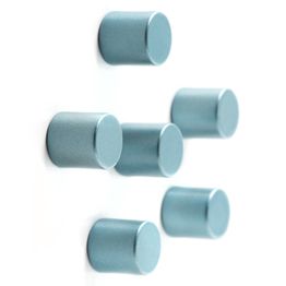 Decorative magnets 'Bolt' holds approx. 200 g, ø 7 mm, set of 6, silver-blue