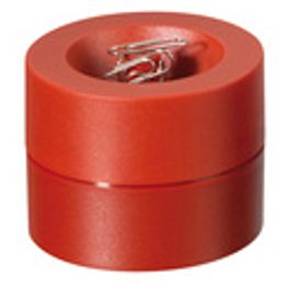 Dispensador magnético de clips dispensador de clips con un potente imán en el centro, de plástico, rojo