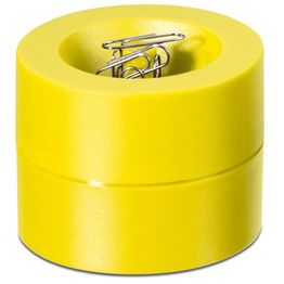 Dispensador magnético de clips dispensador de clips con un potente imán en el centro, de plástico, amarillo