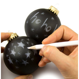 LIV-78, Christmas tree ball ornaments 'Black Magic', with white marker for labelling, set of 2, not magnetic!