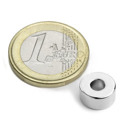 R-10-04-05-N, Anneau magnétique Ø 10/4 mm, hauteur 5 mm, néodyme, N42, nickelé