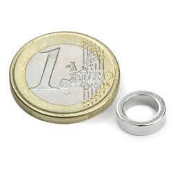 R-10-07-03-DN, Ringmagneet Ø 10/7 mm, hoogte 3 mm, neodymium, N45, vernikkeld, diametral gemagnetiseerd