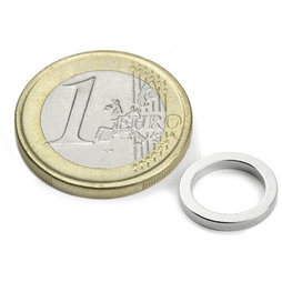 R-12-09-1.5-N, Ring magnet Ø 12/9 mm, height 1,5 mm, neodymium, N45, nickel-plated