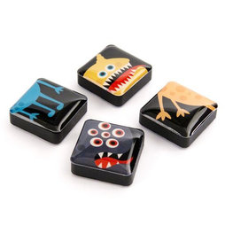 SALE-053/monsters, Icons Monsters, fridge magnets square, set of 4, Monsters