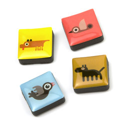 SALE-053/animals, Icons Animaux, aimants décoratifs carrés, lot de 4, Animaux
