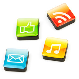 SALE-053/apps, Icons Apps, fridge magnets square, set of 4, Apps