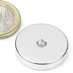 R-25-04-05-N, Anneau magnétique Ø 25/4,2 mm, hauteur 5 mm, néodyme, N45, nickelé