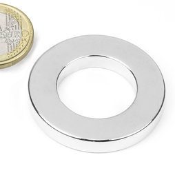 R-40-23-06-N, Anneau magnétique Ø 40/23 mm, hauteur 6 mm, néodyme, N42, nickelé