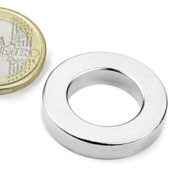 R-27-16-05-N, Ringmagneet Ø 26,75/16 mm, hoogte 5 mm, neodymium, N42, vernikkeld