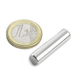 S-08-30-N, Cylindre magnétique Ø 8 mm, hauteur 30 mm, néodyme, N42, nickelé