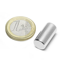 S-10-20-N, Staafmagneet Ø 10 mm, hoogte 20 mm, neodymium, N45, vernikkeld