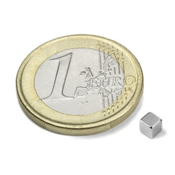 W-03-N, Kubusmagneet 3 mm, neodymium, N45, vernikkeld