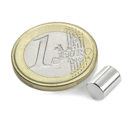 S-06-08-N, Cylindre magnétique Ø 6 mm, hauteur 8 mm, néodyme, N48, nickelé