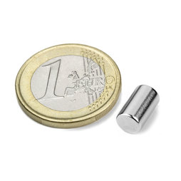 S-06-10-N, Staafmagneet Ø 6 mm, hoogte 10 mm, neodymium, N40, vernikkeld