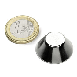 CN-25-13-10-N, Cone magnet Ø 25/13 mm, height 10 mm, neodymium, N38, nickel-plated