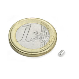 S-02-03-N, Cylindre magnétique Ø 2 mm, hauteur 3 mm, néodyme, N45, nickelé