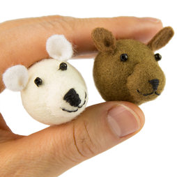 LIV-84, Nounours, aimants décoratifs en feutre avec perles de verre, lot de 2