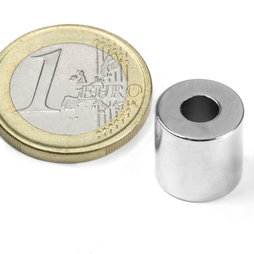 R-12-05-12-N, Anneau magnétique Ø 12/5 mm, hauteur 12 mm, néodyme, N42, nickelé