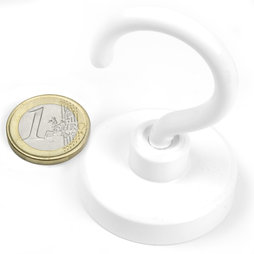 FTNW-40, Crochet magnétique blanc, Ø 40,3 mm, revêtement poudre, pas de vis M6