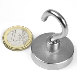 FTN-32, Magnete con gancio, Ø 32 mm, Filettatura M5, forza di attrazione ca. 30 kg