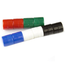 M-DISC-01/mixed1, Schijfmagneten met kunststof ommanteling Ø 9,4 mm, 10 stuks per set, bont gemengd