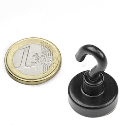 FTNB-20, Crochet magnétique noir, Ø 20,3 mm, revêtement poudre, pas de vis M4