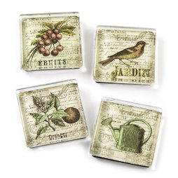 SALE-092, Garden, fridge magnets with garden motives, set of 4