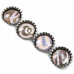 SALE-096, Kronkorken 'Love', Kühlschrankmagnete, 4er-Set