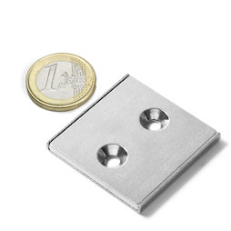 CSR-40-40-04-N, Channel magnet 40 x 40 x 4 mm, with counterbore, in U-shaped steel profile
