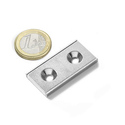 CSR-40-20-04-N, Système magnétique rectangulaire 40 x 20 x 4 mm, avec trou fraisé, dans un profilé en acier en forme de U