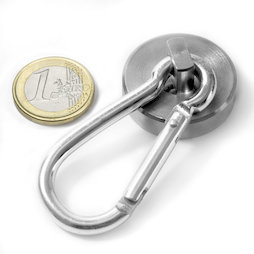 KTN-32, Aimant en pot avec mousqueton, Ø 32 mm, Longueur mousqueton 60 mm