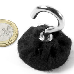 M-HOOK-32/black, Lot de crochets avec protection anti-rayures, socle recouvert de feutre, socle recouvert de feutre noir