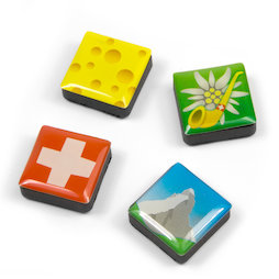 SALE-053/swiss, Icônes Suisse, aimants décoratifs carrés, lot de 4, Suisse