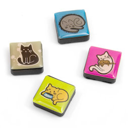 SALE-053/cats, Icônes Chats, aimants décoratifs carrés, lot de 4, chats