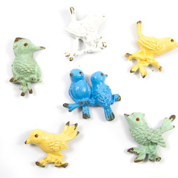 SALE-103, Ornament Birds, Kühlschrankmagnete in Gebraucht-Optik, 6er-Set