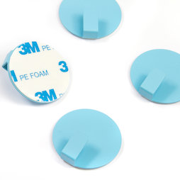 SALE-115, Metalen haken zelfklevend, rond, blauw, set van 4, geen magneten!