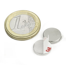 S-12-02-FOAM, Disque magnétique (autocollant) Ø 12 mm, hauteur 2 mm, néodyme, N35, nickelé
