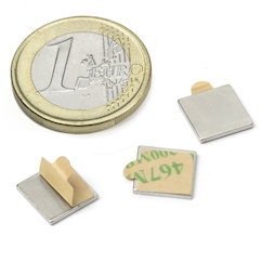 Q-10-10-01-STIC, Blokmagneet (zelfklevend) 10 x 10 x 1 mm, neodymium, N35, vernikkeld