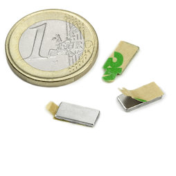 Q-10-05-01-STIC, Parallélépipède magnétique (autocollant) 10 x 5 x 1 mm, néodyme, N35, nickelé