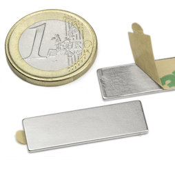 Q-30-10-01-STIC, Parallelepipedo magnetico (autoadesivo) 30 x 10 x 1 mm, neodimio, N35, nichelato