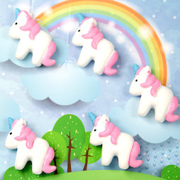 LIV-115, Einhorn, Dekomagnete in Einhorn-Form, weiß-rosa, 5er-Set