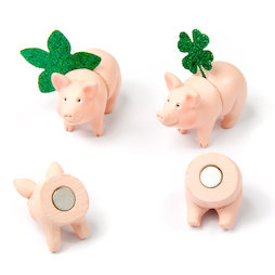 LIV-114, Piggies, deco magnets in the shape of piggies, 3x front side, 3x back side, set of 6