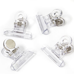 LIV-113, Pinces magnétiques transparentes, En matière synthétique, lot de 4