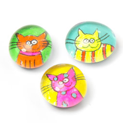 LIV-121/neon, Chat néon, aimants pour réfrigérateur faits main, lot de 3