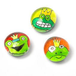 LIV-120/frog, Cult-dieren, handgemaakte koelkastmagneten, set van 3, kikkerkoning