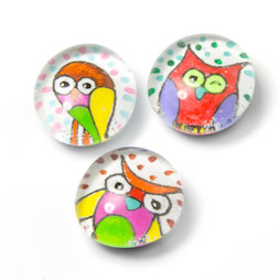 LIV-120/owl, Animales de culto, imanes de nevera hechos a mano, 3 uds., búho