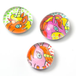 LIV-120/unicorn, Cult-dieren, handgemaakte koelkastmagneten, set van 3, eenhoorn