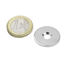 MD-23, Disque métallique avec trou fraisé, Ø 23 mm, contre-pièce pour aimants, non magnétique !